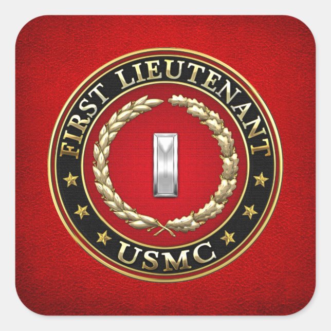 Sticker Carré Marines des États-Unis : Premier lieutenant (USMC  (Devant)