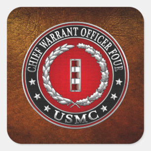 Sticker Carré Marines des USA : Garantie en chef quatre (usmc