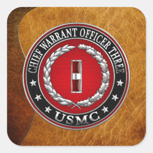 Sticker Carré Marines des USA : Garantie en chef trois (usmc