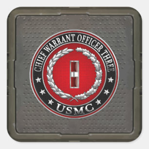Sticker Carré Marines des USA : Garantie en chef trois (usmc