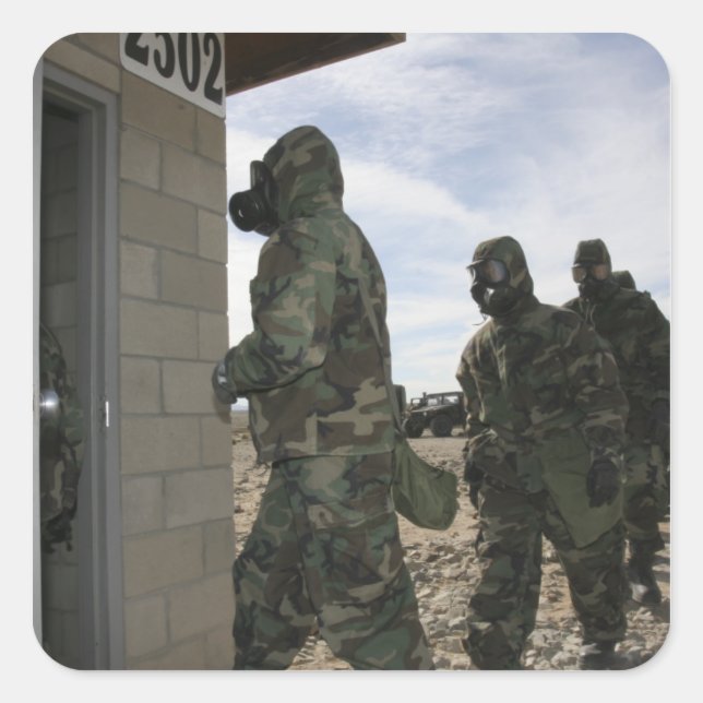 Sticker Carré Marines et navigateurs dans la chambre à gaz (Devant)