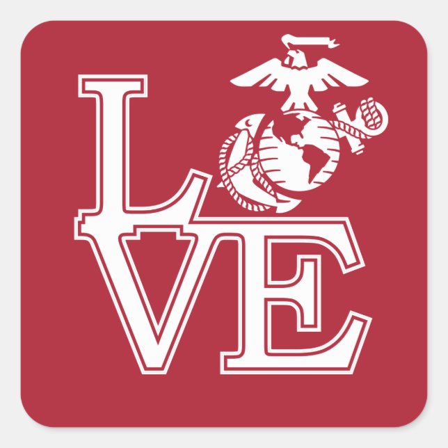 Sticker Carré Marines Love Design (Devant)