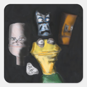 Sticker Carré Marionnettes dans le noir (art de marionnette d'Er