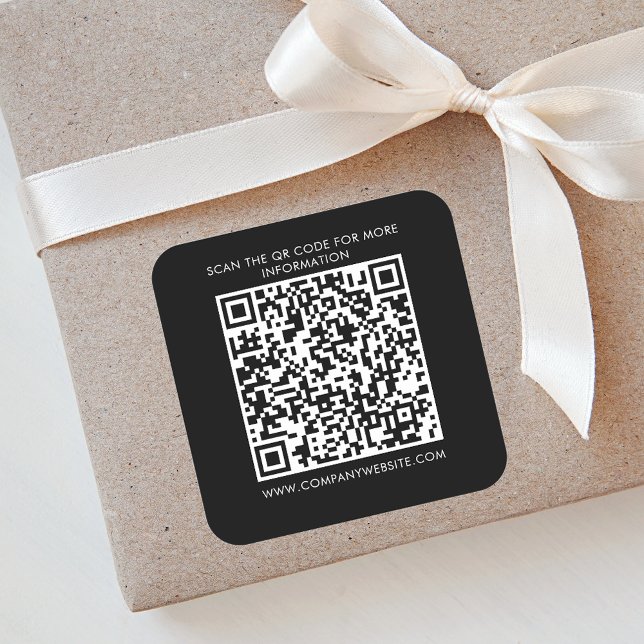 Sticker Carré Marketing promotionnel du code QR d'entreprise per (Business QR Code Black Square Sticker)