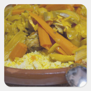 Sticker Carré Maroc, Tétouan. Menu traditionnel marocain de