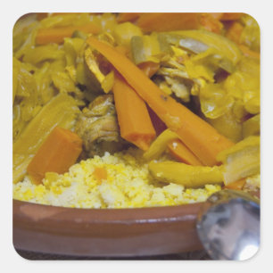 Sticker Carré Maroc, Tétouan. Repas marocain traditionnel de