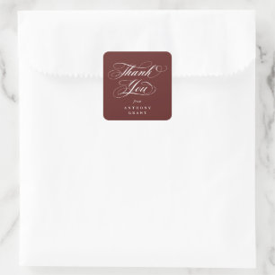 Sticker Carré Maroon Elegant Script Graduation Merci