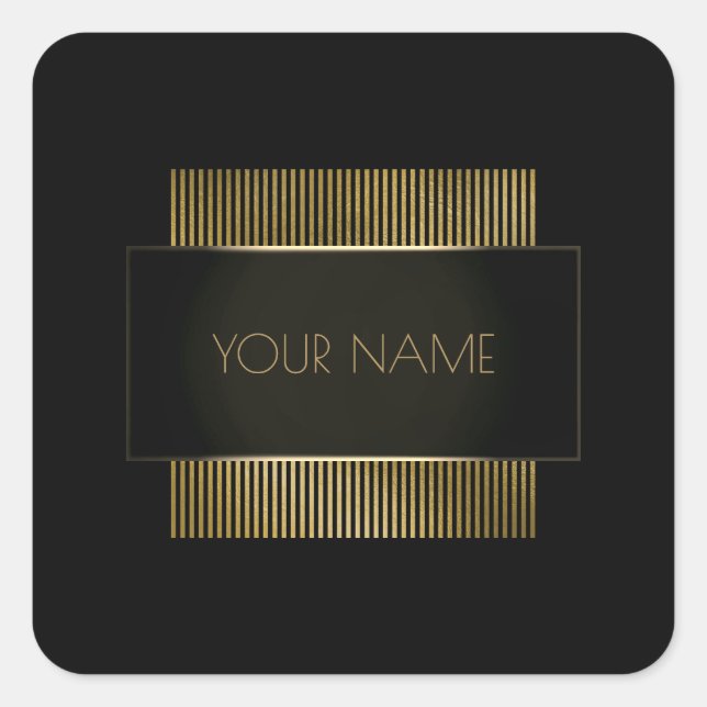 Sticker Carré Marque Black Gold Nom minimal Geometry Luxury (Devant)