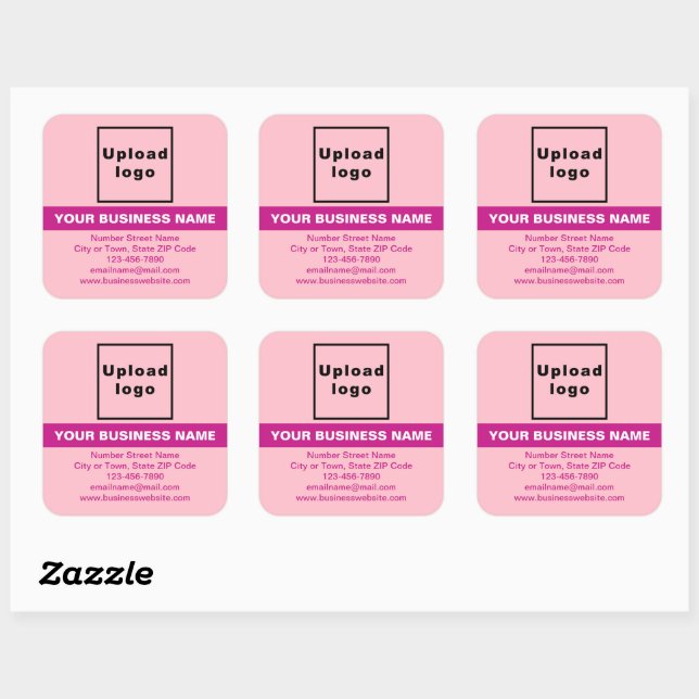 Sticker Carré Marque d'affaires avec surbrillance sur rose (Feuille)