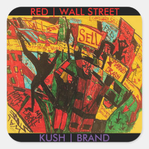 STICKER CARRÉ MARQUE KUSH DE WALL STREET ROUGE