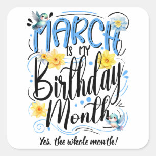 Sticker Carré Mars est mon mois d'anniversaire, Mars Vibes