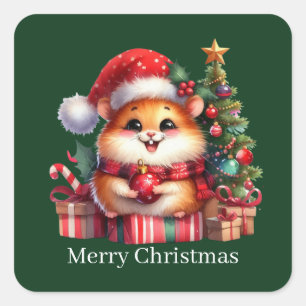 Sticker Carré Marteau de Noël joyeux personnalisable
