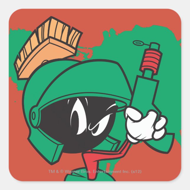 Sticker Carré MARVIN LE MARTIAN™ avec pointes laser (Devant)