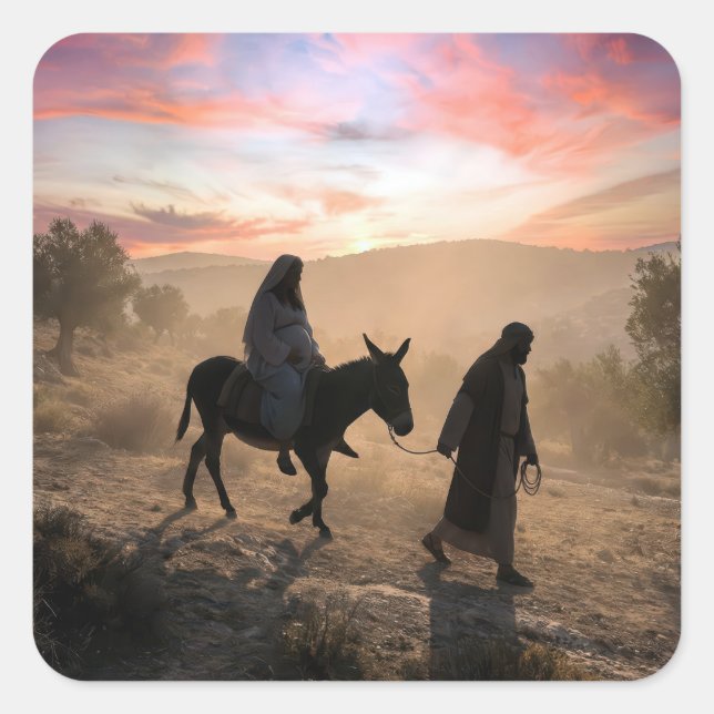Sticker Carré Mary and Joseph Traveling To Bethlehem (Devant)