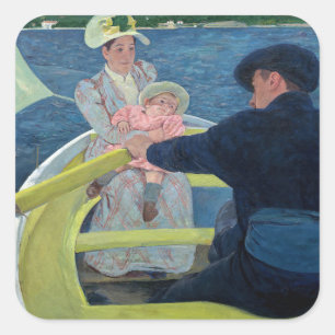 Sticker Carré Mary Cassatt - La Partie en bateau