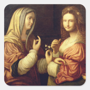Sticker Carré Mary et Martha (huile sur panneau)