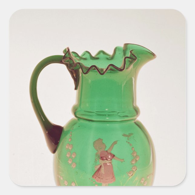 Sticker Carré Mary Gregory carafe verte avec émail (Devant)