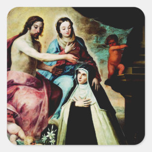 Sticker Carré Mary Magdalene de Pazzi par Pedro de Moya