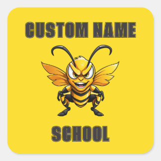 Sticker Carré Mascotte d'abeilles CUSTOM Hornets | Jaune - École