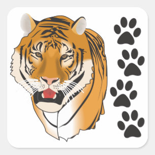 Sticker Carré Mascotte de tigre