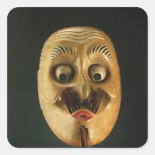 Sticker Carré Masque comique, Théâtre Noh