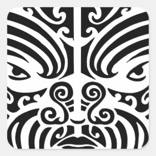 Sticker Carré Masque de tatouage tribal maori