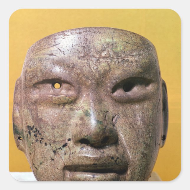 Sticker Carré Masque funéraire, Olmec, du Mexique (Devant)