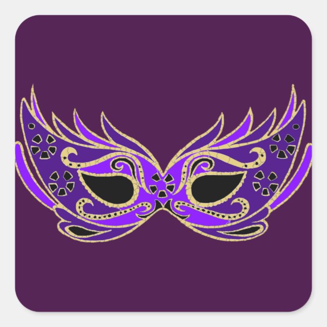 Sticker Carré Masque masqué royal violet (Devant)