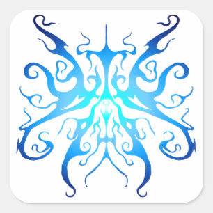 Sticker Carré Masque Tribal Bleu Élégant Design Abstrait
