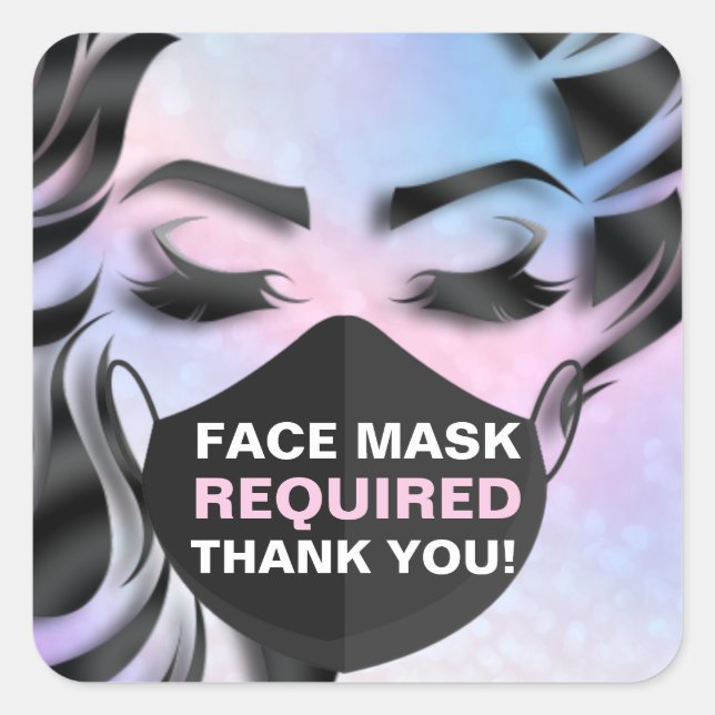 Sticker Carré Masque Visage Couvrant Cosmetologue Requis Cheveux (Devant)