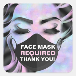 Sticker Carré Masque Visage Couvrant Cosmetologue Requis Covid