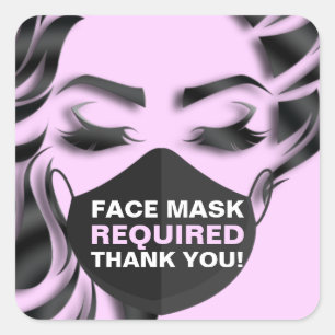 Sticker Carré Masque Visage Couvrant Les Poils Requis Clignotant