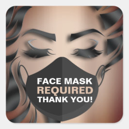 Sticker Carré Masque Visage Couvrant Rose De Maquillage Requis