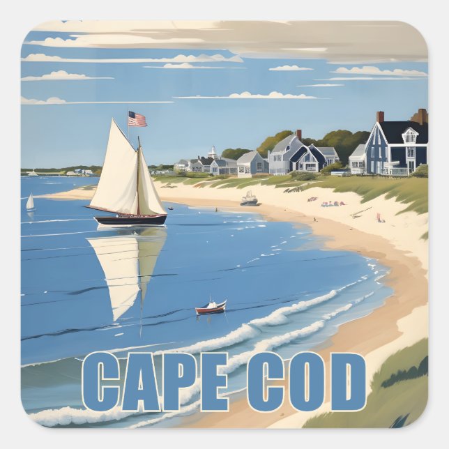 Sticker Carré Massachusetts de Cape Cod (Devant)