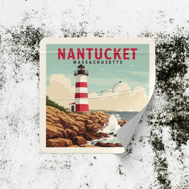 Sticker Carré Massachusetts de Nantucket vintage (Créateur téléchargé)