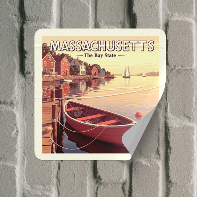 Sticker Carré Massachusetts vintages (Créateur téléchargé)