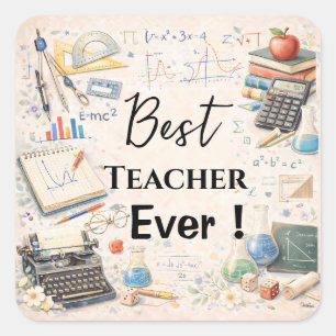 Sticker Carré Math Teacher Thank You Gifts   End of School Year