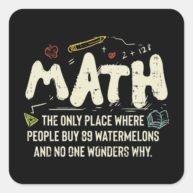 Sticker Carré Mathématiques Mathématiques Mathématiques Math Ens (Devant)
