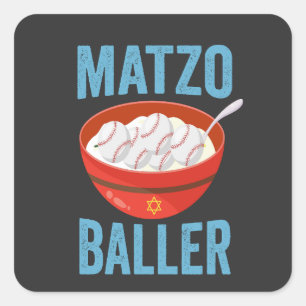 Sticker Carré Matzo Baller Funny Baseball Hanoukka cadeau de vac