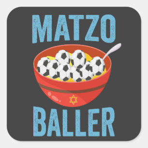 Sticker Carré Matzo Baller Funny Soccer Hanoukka cadeau de vacan