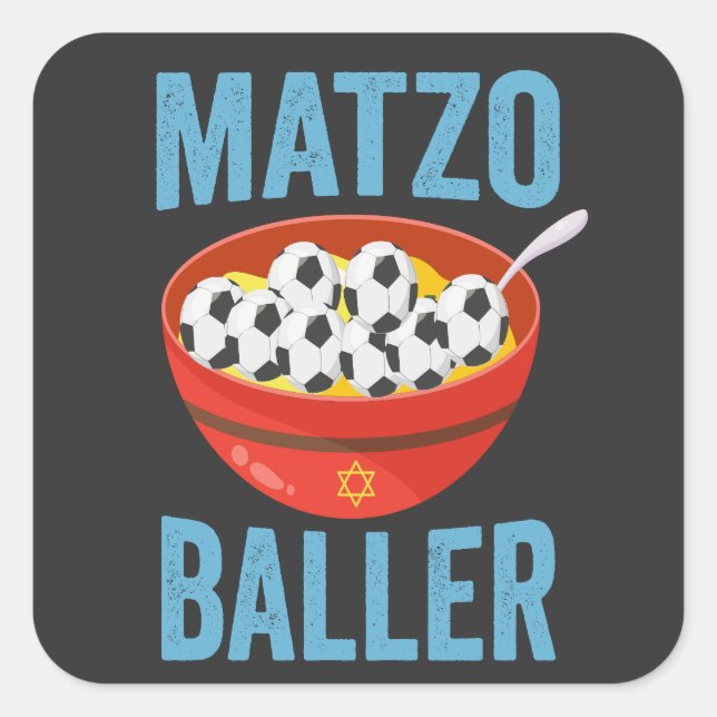 Sticker Carré Matzo Baller Funny Soccer Hanoukka cadeau de vacan (Devant)