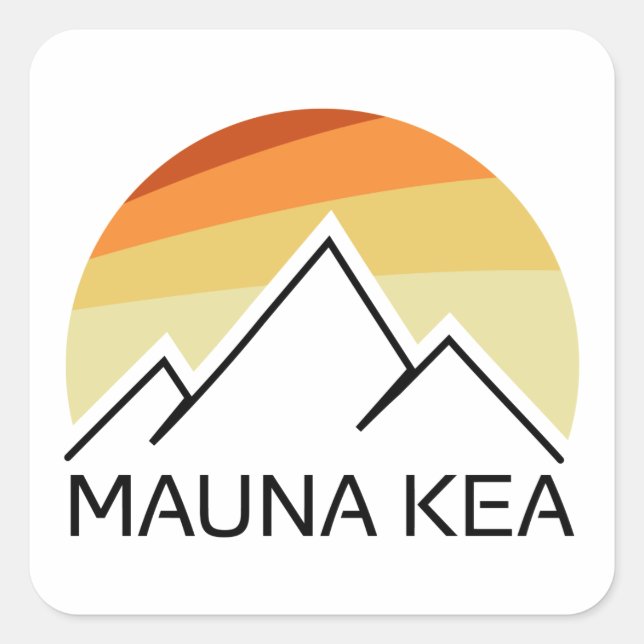 Sticker Carré Mauna Kea Hawaii Retro (Devant)
