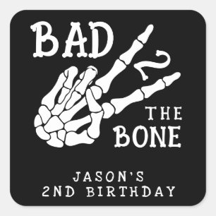 Sticker Carré Mauvais jusqu'à l'os Skeleton 2e fête d'anniversai