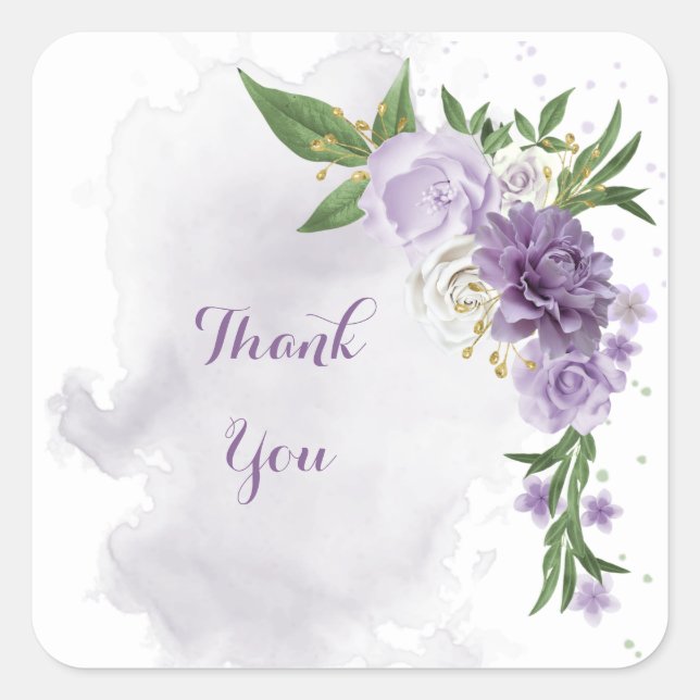 Sticker Carré mauve mauve blanc floral (Devant)