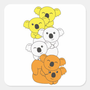 Sticker Carré Maverique Flag Pride Lgbtq Cute Koala Pile Carré
