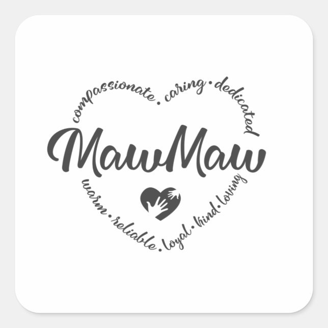 Sticker Carré Mawmaw, jour des mères, coeur de Mawmaw (Devant)