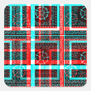 Sticker Carré Maze Carré coloré à damiers modèle géométrique