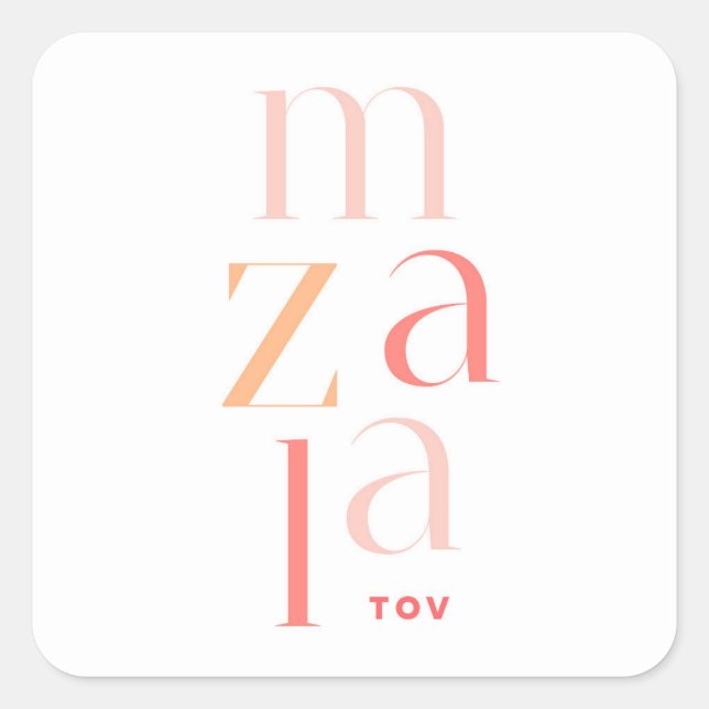 Sticker Carré Mazel Tov Pink Modern Félicitations (Devant)