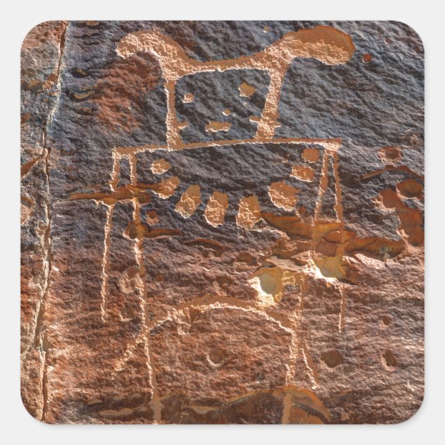 Sticker Carré Mckee Springs Petroglyph - Vernal - Utah (Devant)