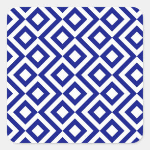 Sticker Carré Meander bleu et blanc